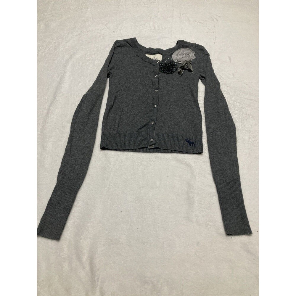 Abercrombie Kids Gray Bow Flowers Cardigan Size XL Girls Sweater Dressy